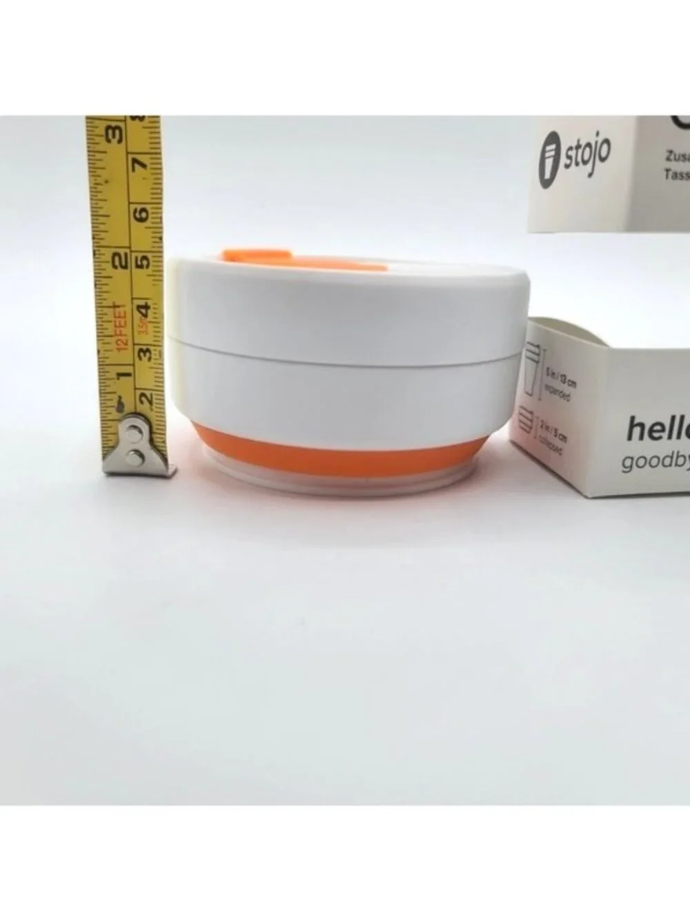 Lot of 4 Stojo Collapsible Cup 12 oz Orange White Portable Travel Tea Coffee NEW